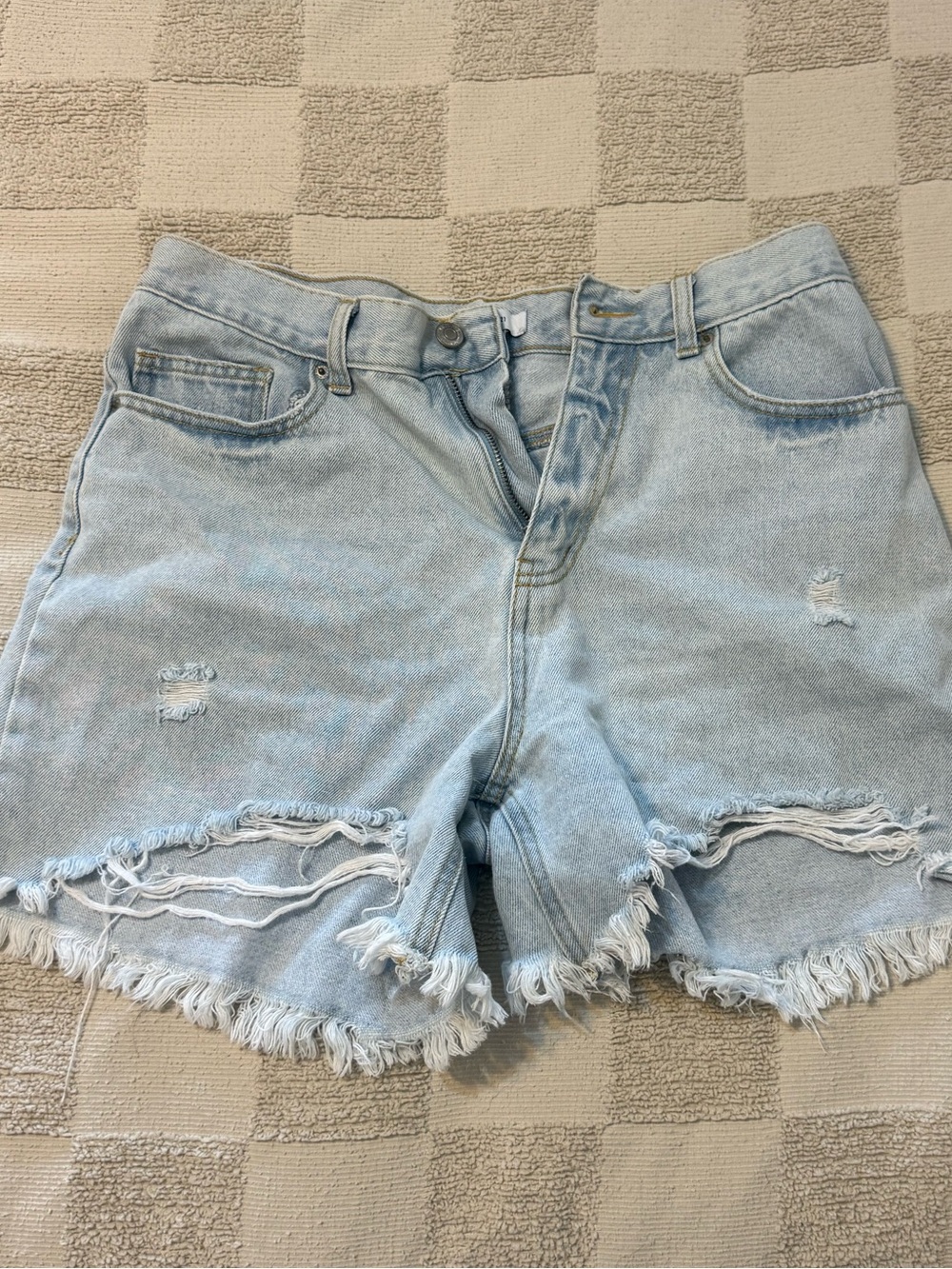 Forever 21 Light Blue Distressed Denim Shorts